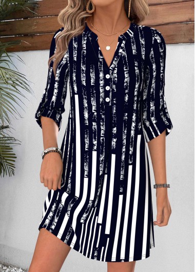 women clothes image of Multi Color Geometric Print Short Tummy Coverage Dress