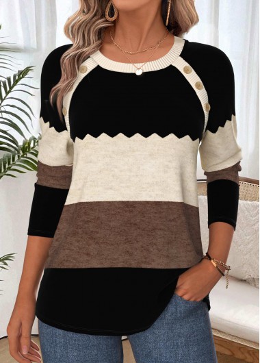 women clothes image of Multi Color Geometric Print Tummy Coverage T Shirt
