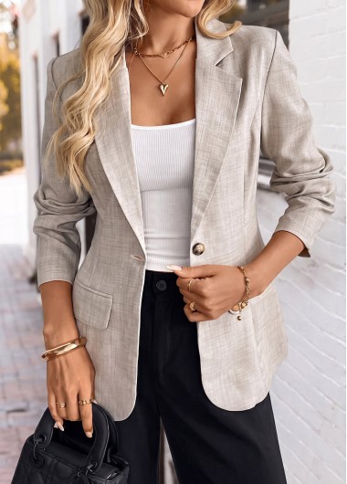 women clothes image of Light Grey Marl Double Side Pockets Long Sleeve Blazer