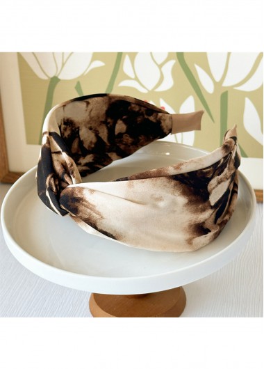 women clothes image of Dark Coffee Tie Dye Twisted Wide Headband