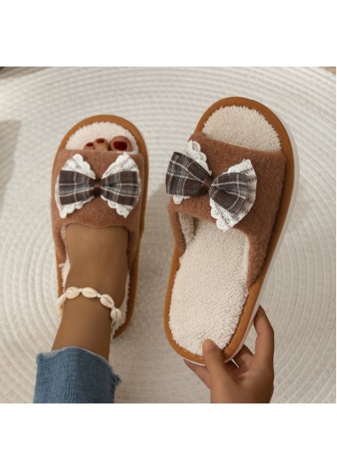 women clothes image of Light Coffee Open Toe Falt Slippers