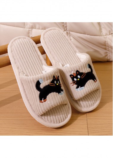 women clothes image of Beige Animal Print Open Toe Falt Slippers