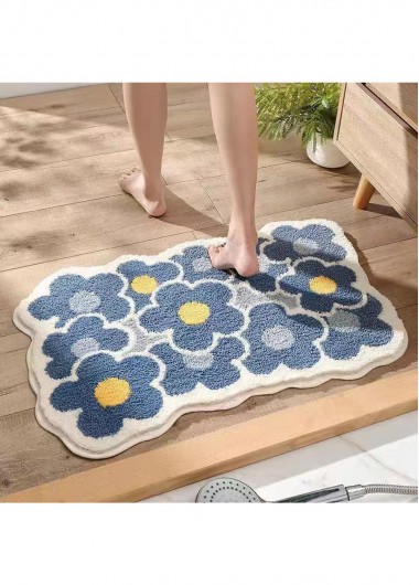 women clothes image of Blue Floral Print Cat Paw Pad Bath Mat