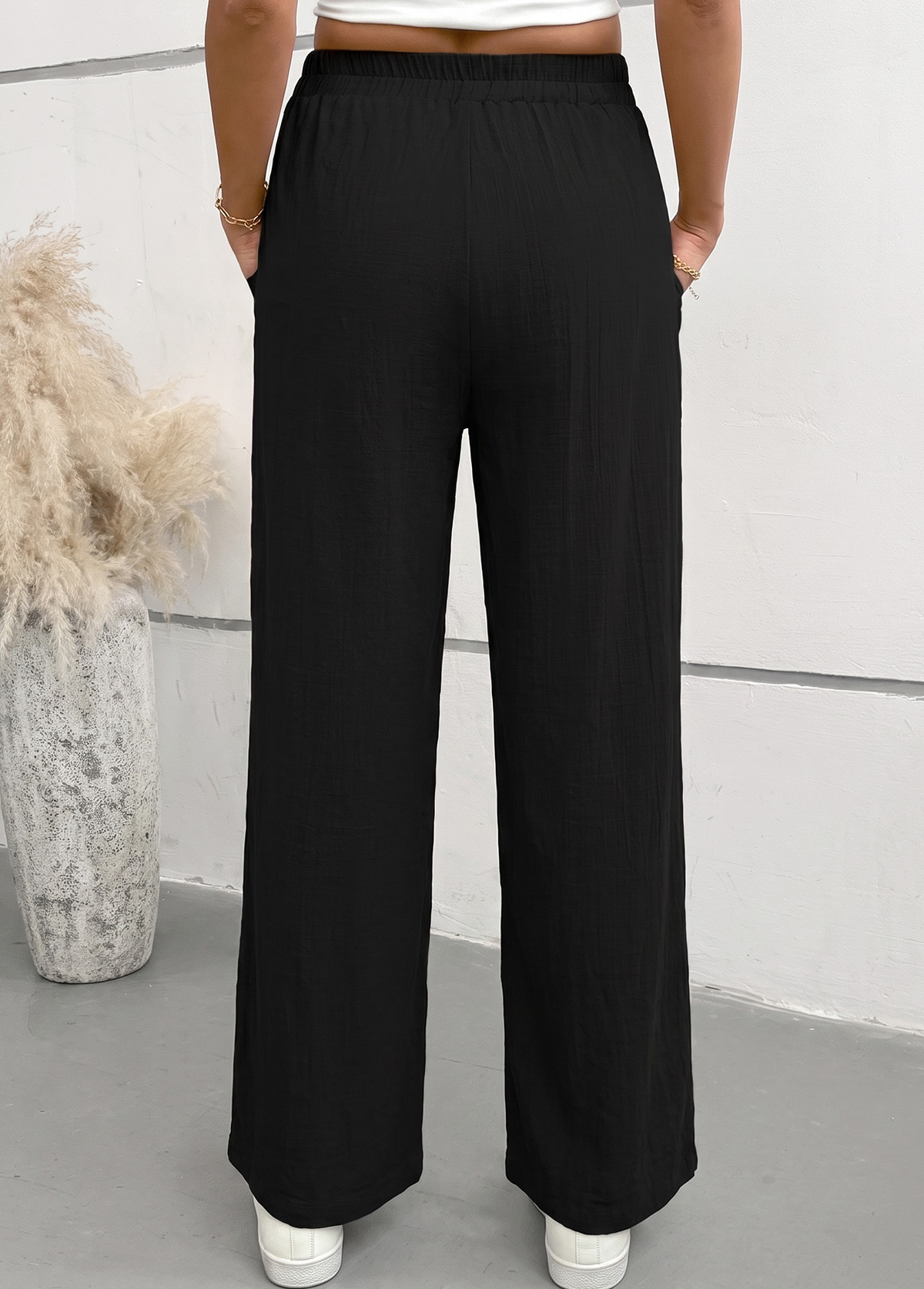 Black Elastic Waist High Waisted Pants | picture 