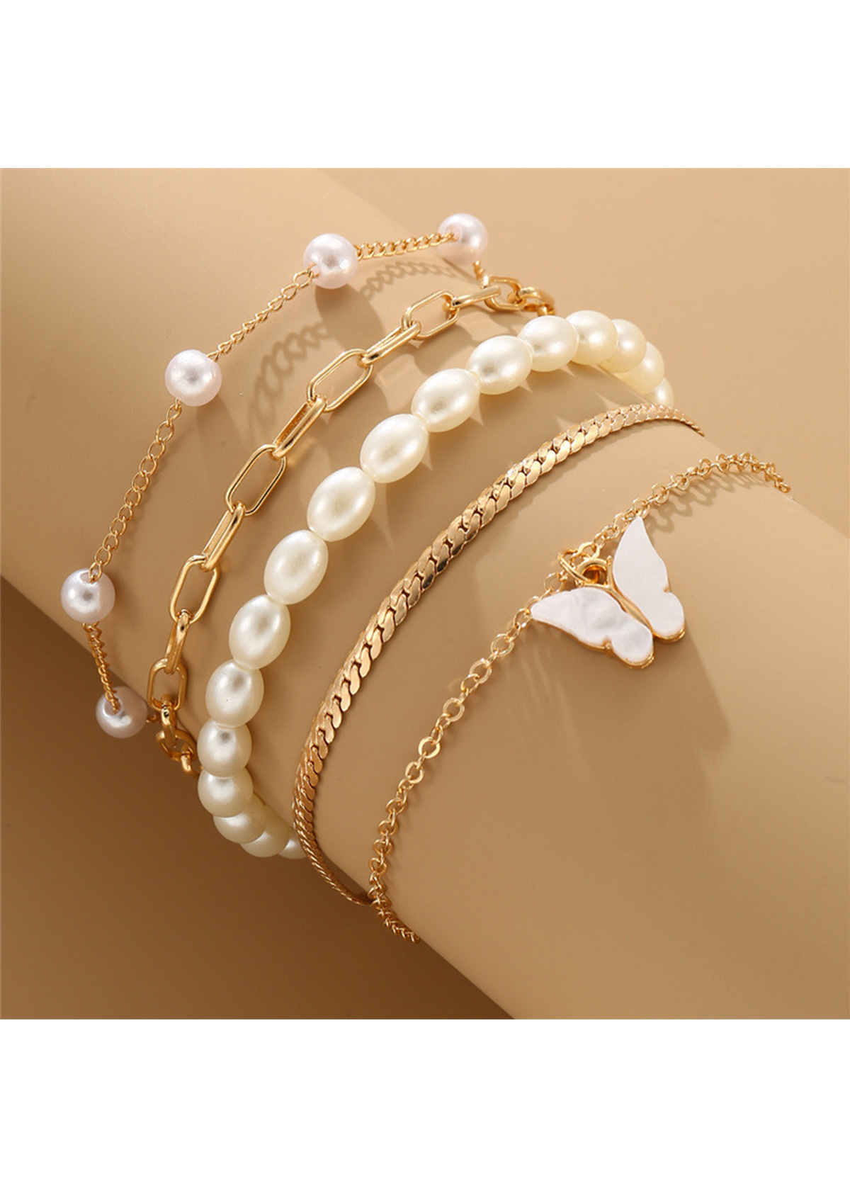 Golden Color Butterfly Alloy Detail Bracelets | picture 