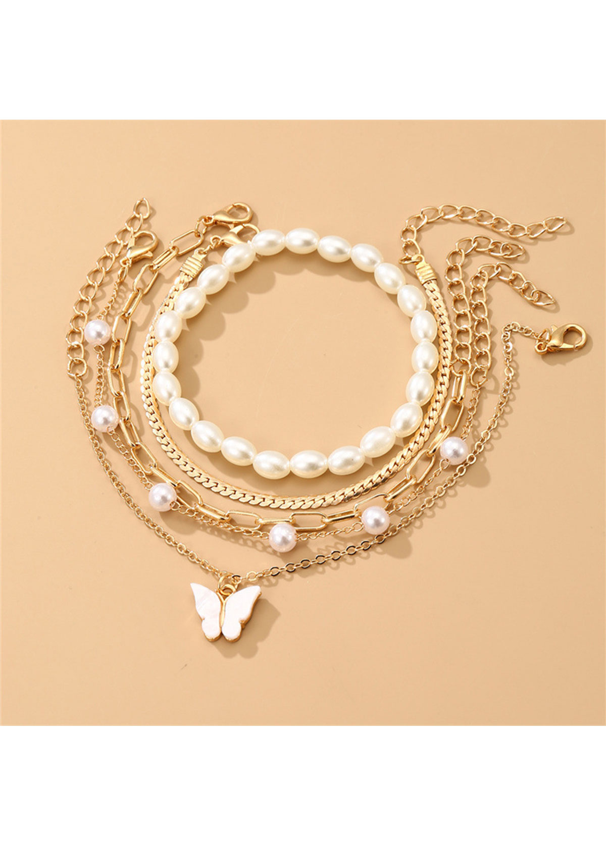 Golden Color Butterfly Alloy Detail Bracelets | picture 