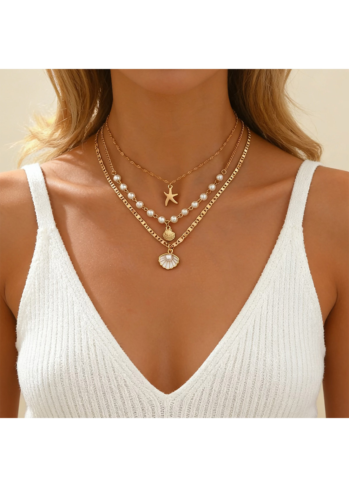 Golden Star Design Alloy Necklace Set | picture 