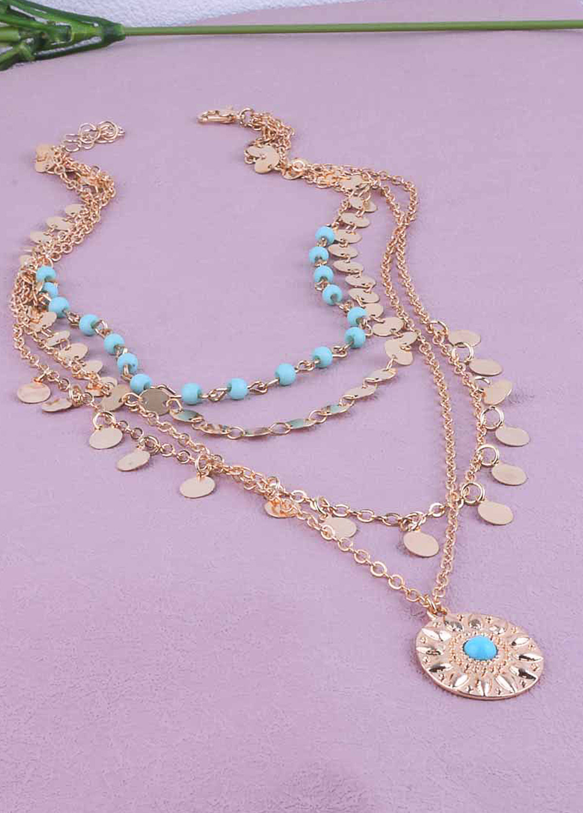 Golden Round Alloy Design Necklaces Set | picture 