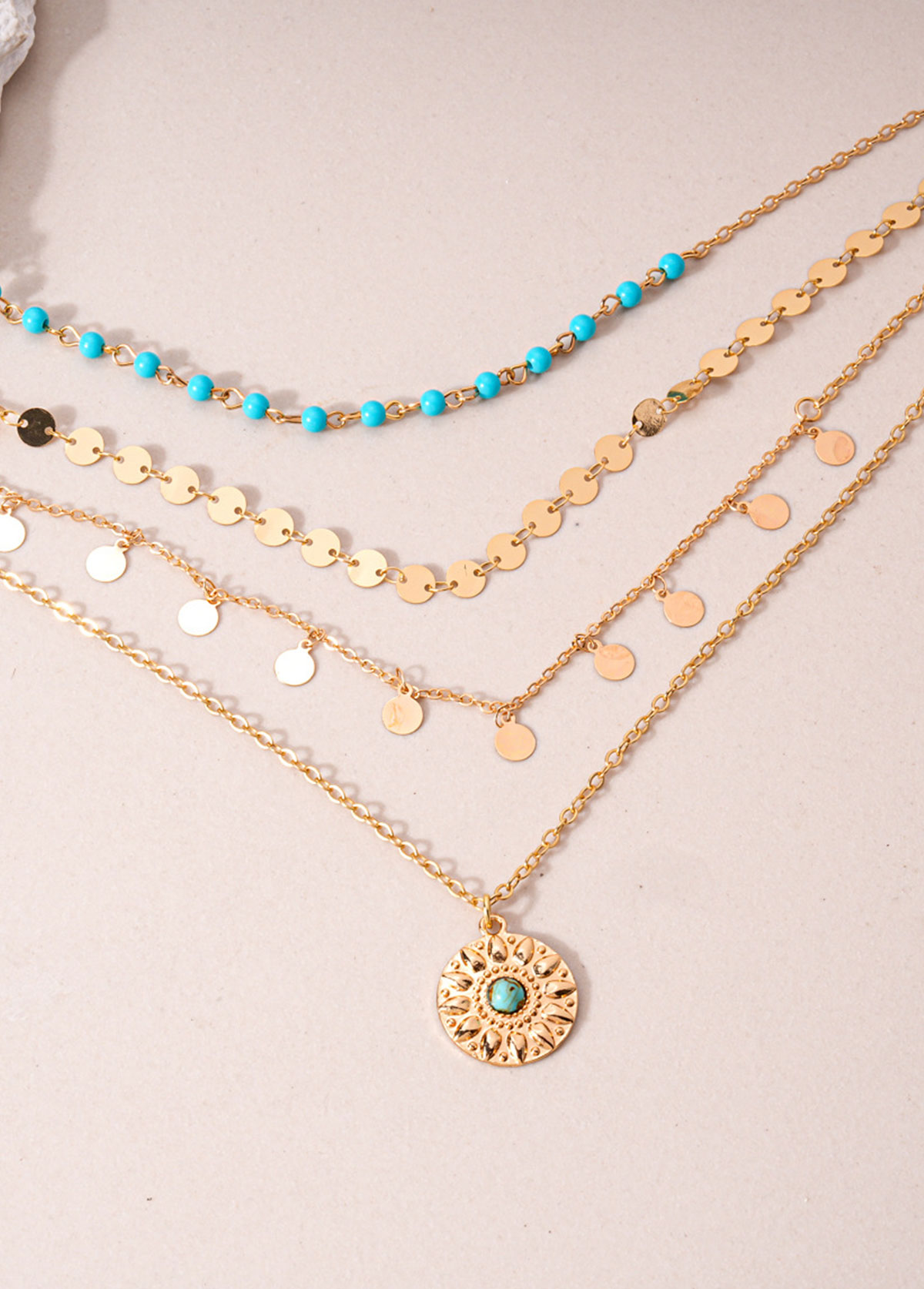 Golden Round Alloy Design Necklaces Set | picture 