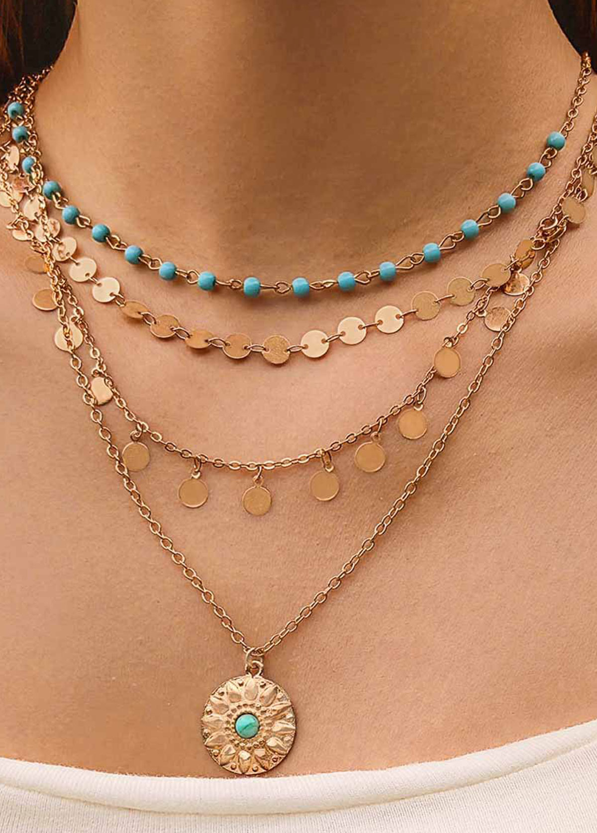 Golden Round Alloy Design Necklaces Set | picture 