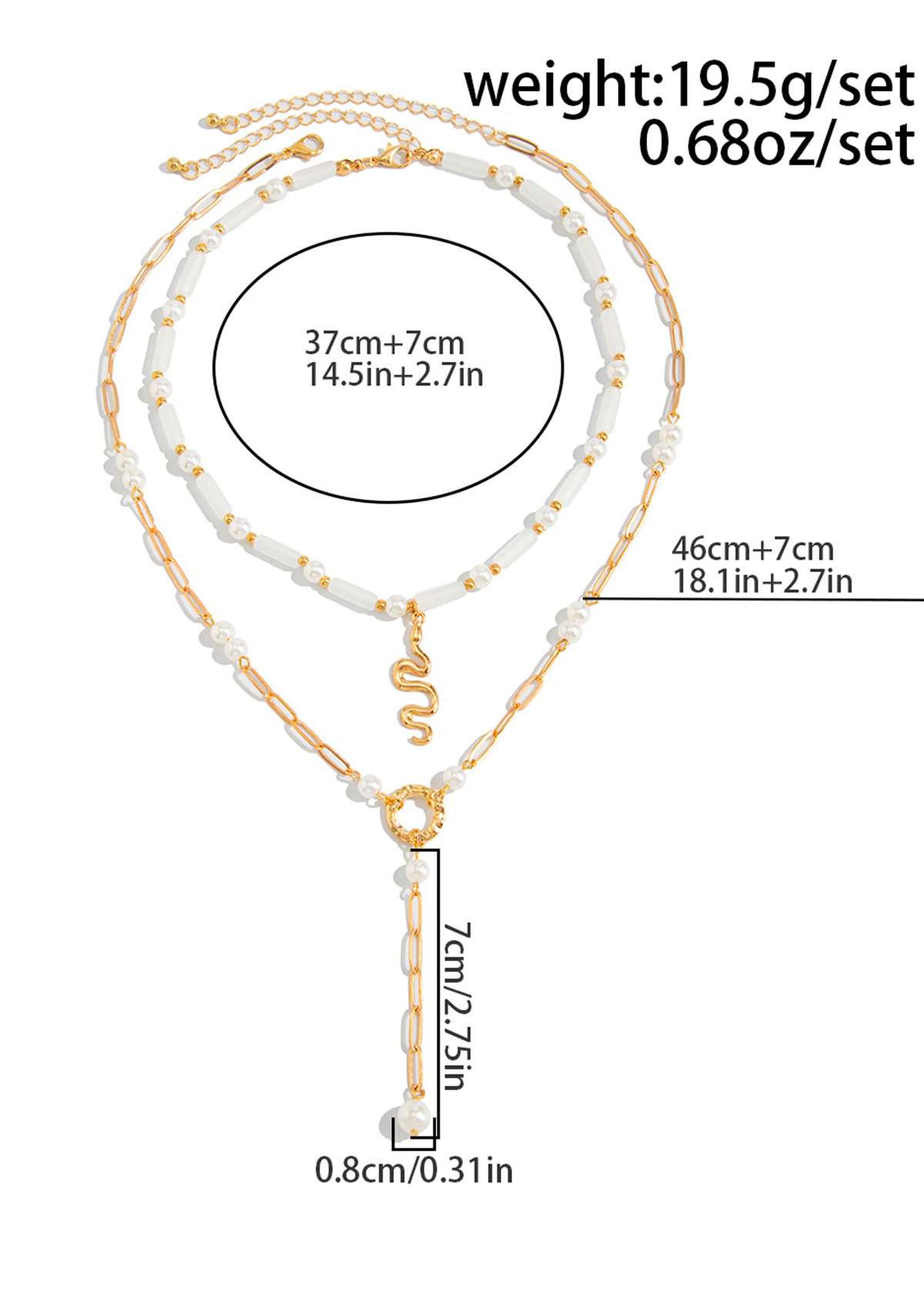 Golden Geometric Pearl Alloy Necklace Sets | picture 