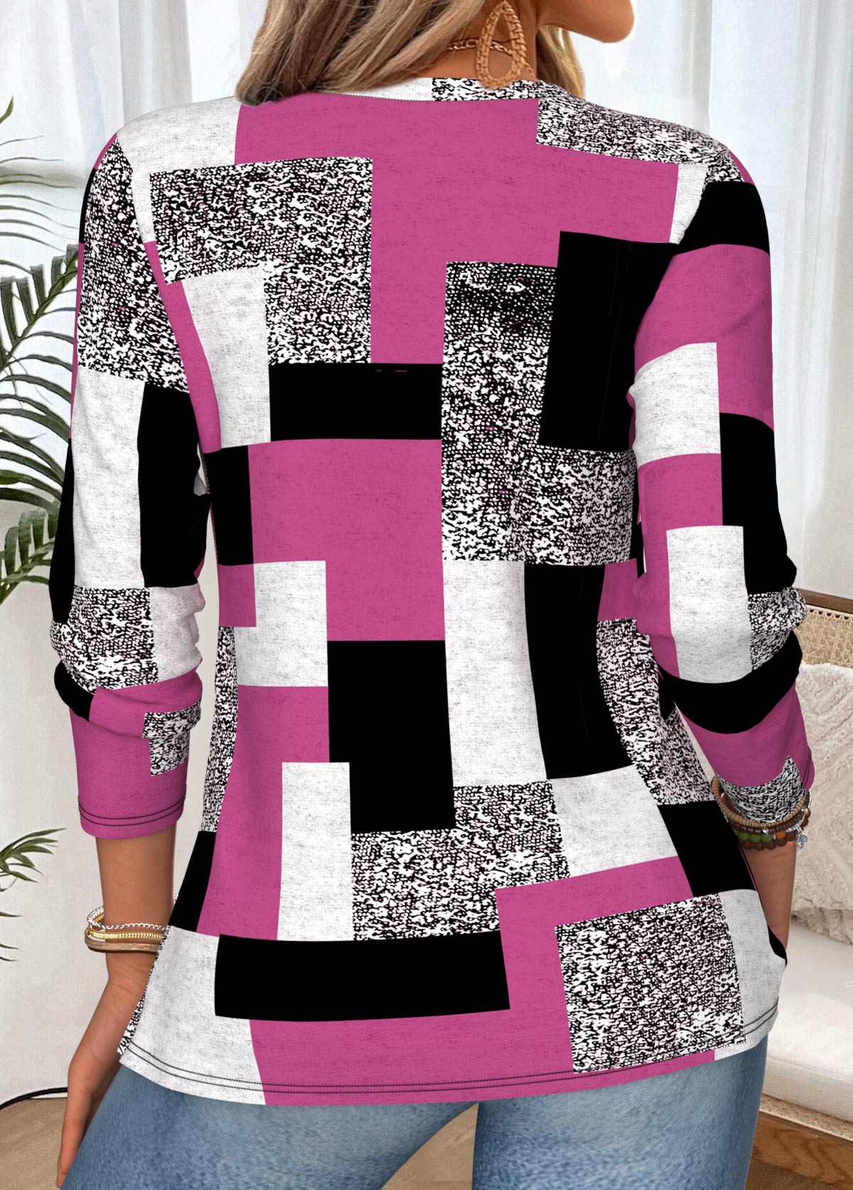 Multi Color Geometric Print Fake 2in1 T Shirt | picture 