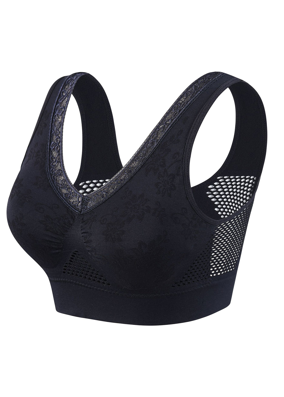 Black Lace Detail V Neck Bra | picture 