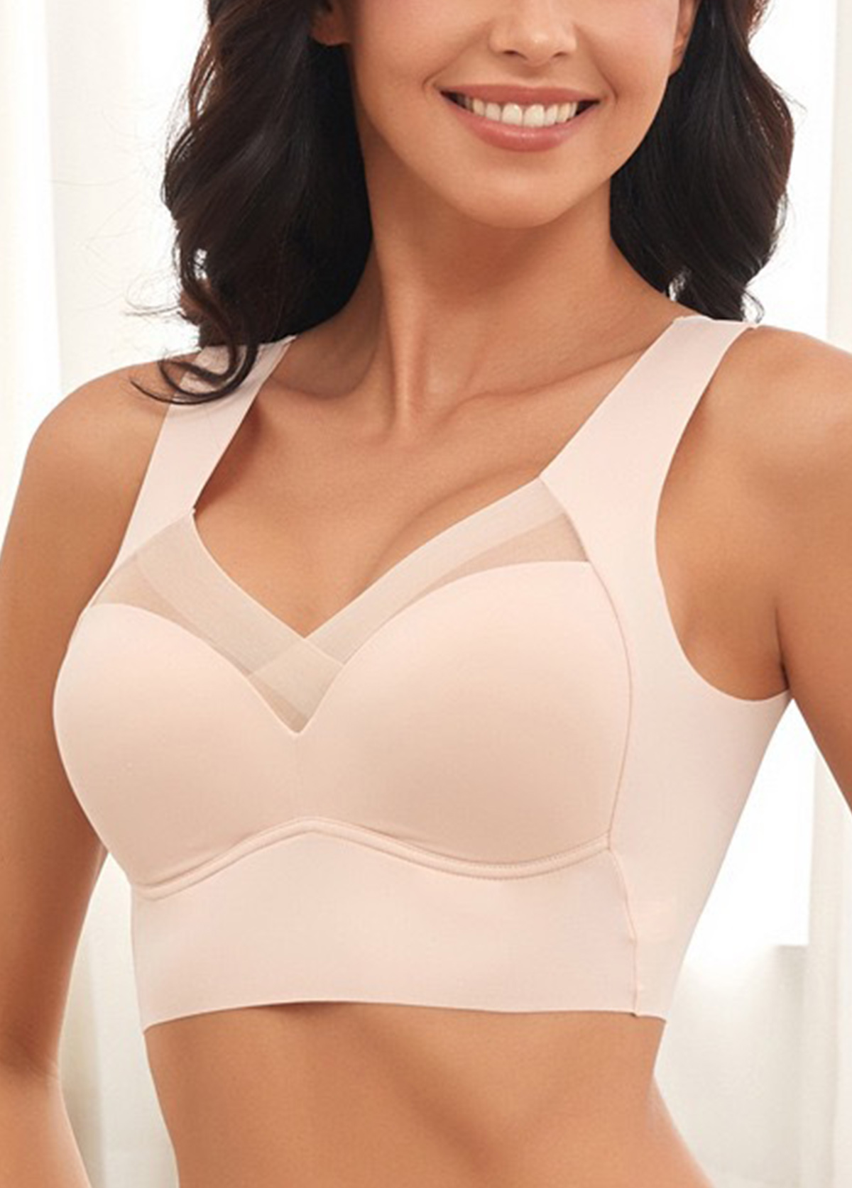 Skin Color V Neck Detail Bra | picture 