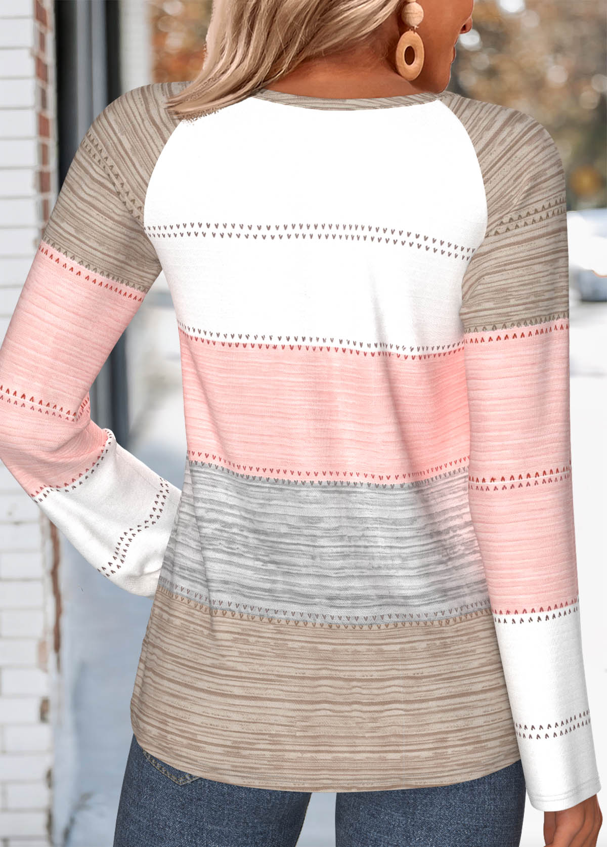 Multi Color Striped Tummy Coverage Long Sleeve T Shirt | picture 