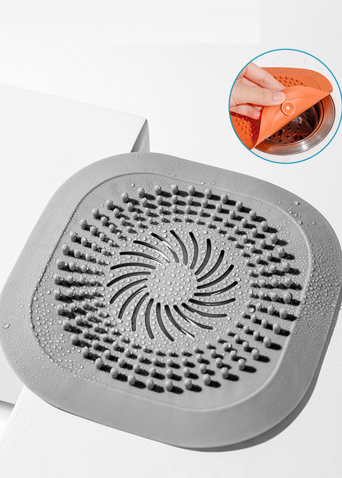 Grey Square Rubber Material Floor Drain | picture 