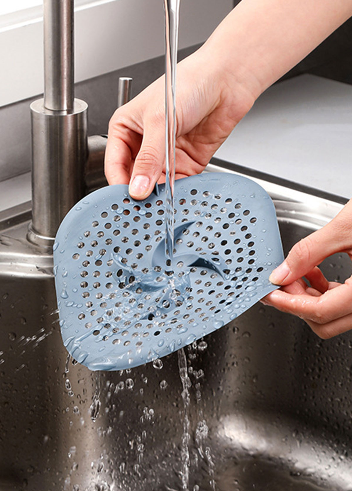 Rubber Dusty Blue Sink Floor Drain Hair Filter Catcher | picture 