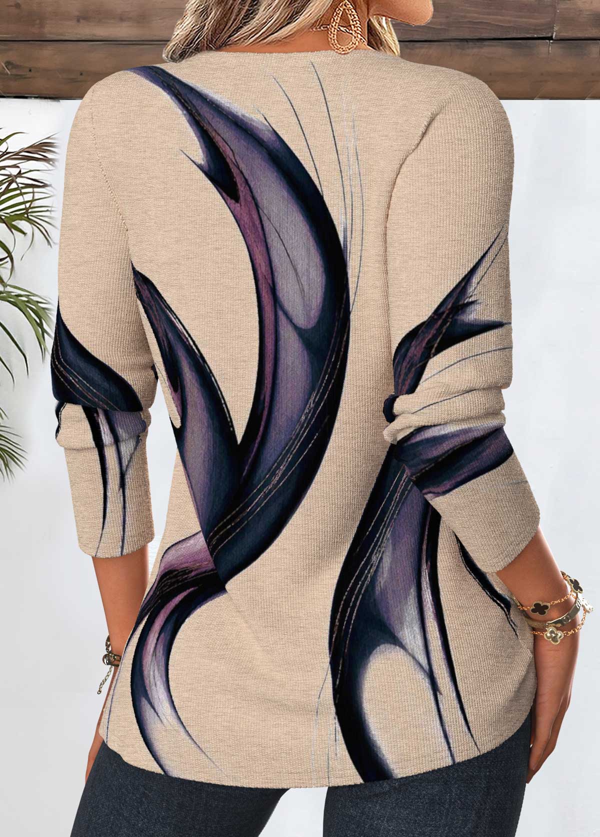 Multi Color Geometric Print Tummy Coverage T Shirt | picture 