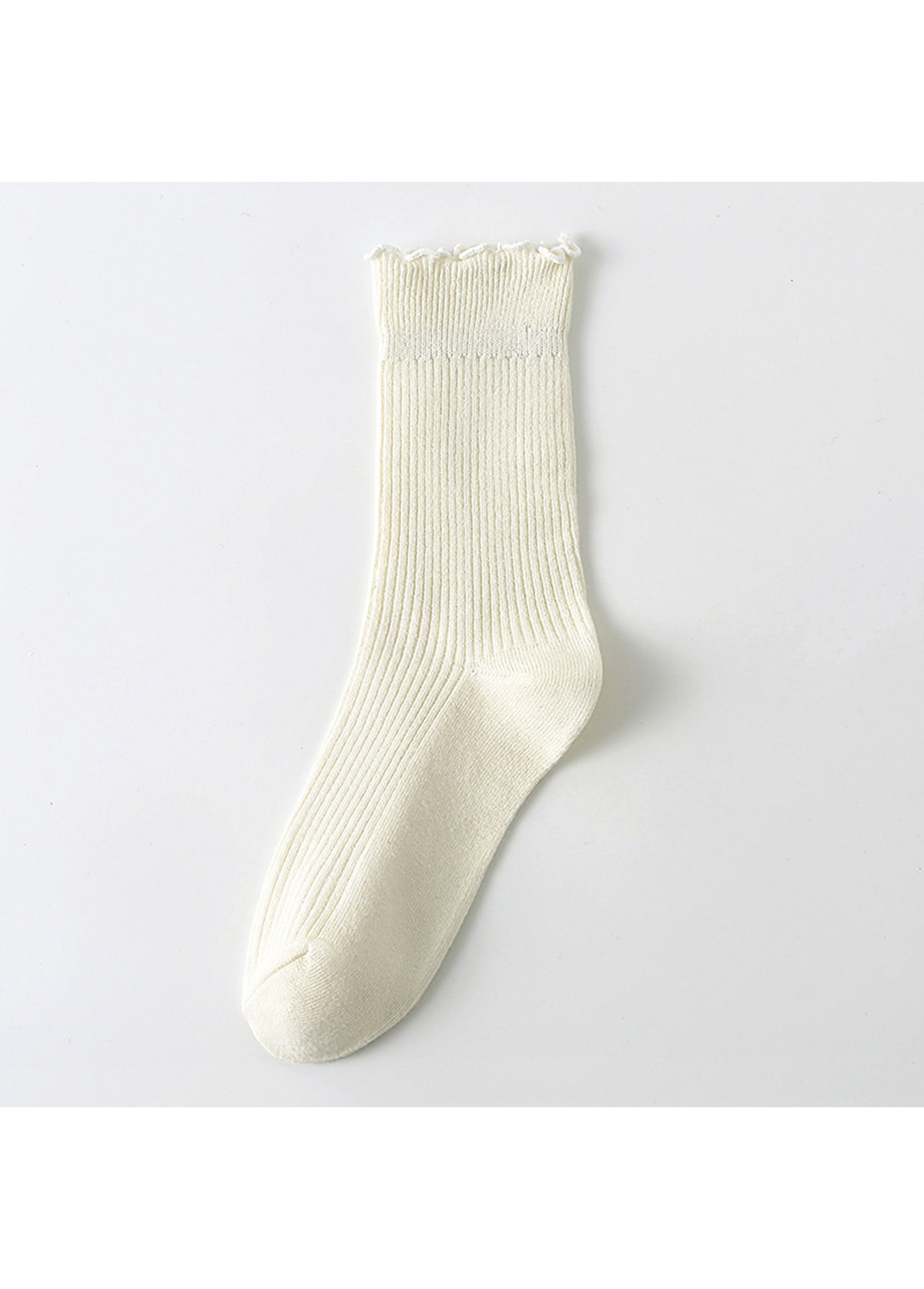Soft Ruffle Edge Multi Tone Cotton Crew Socks | picture 