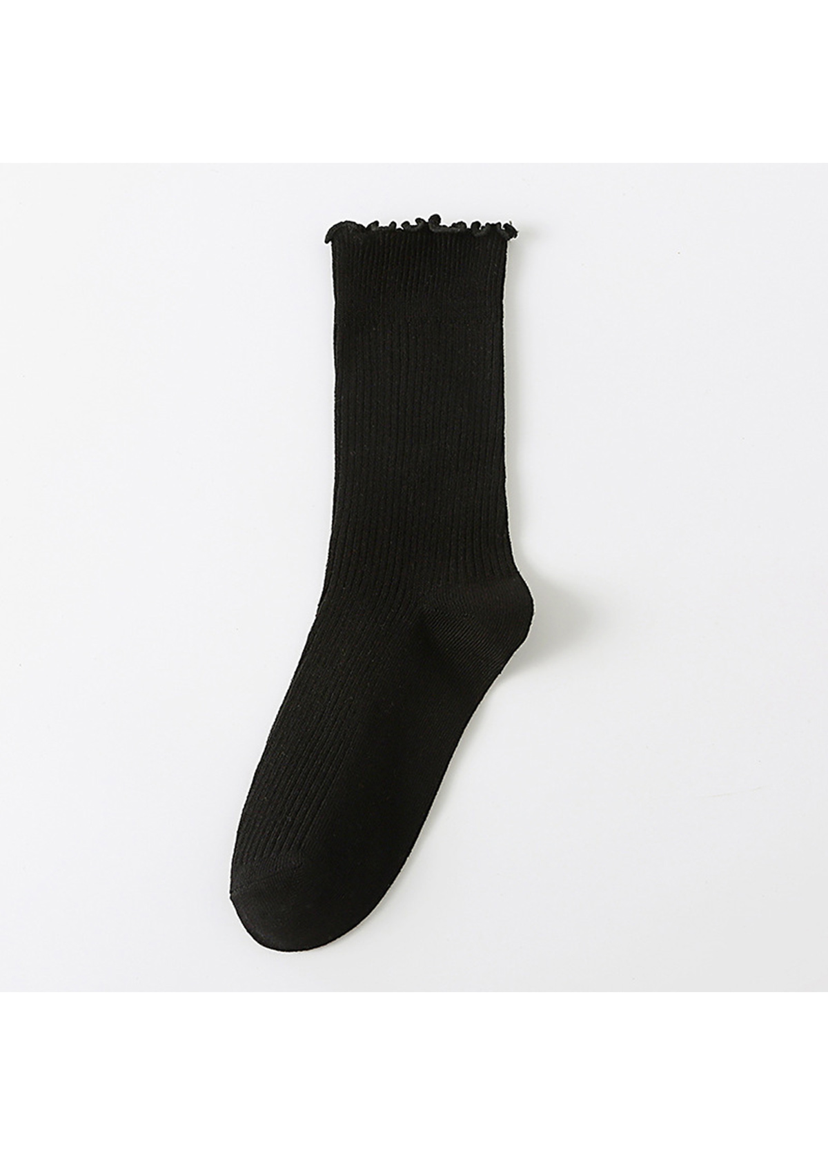 Soft Ruffle Edge Multi Tone Cotton Crew Socks | picture 