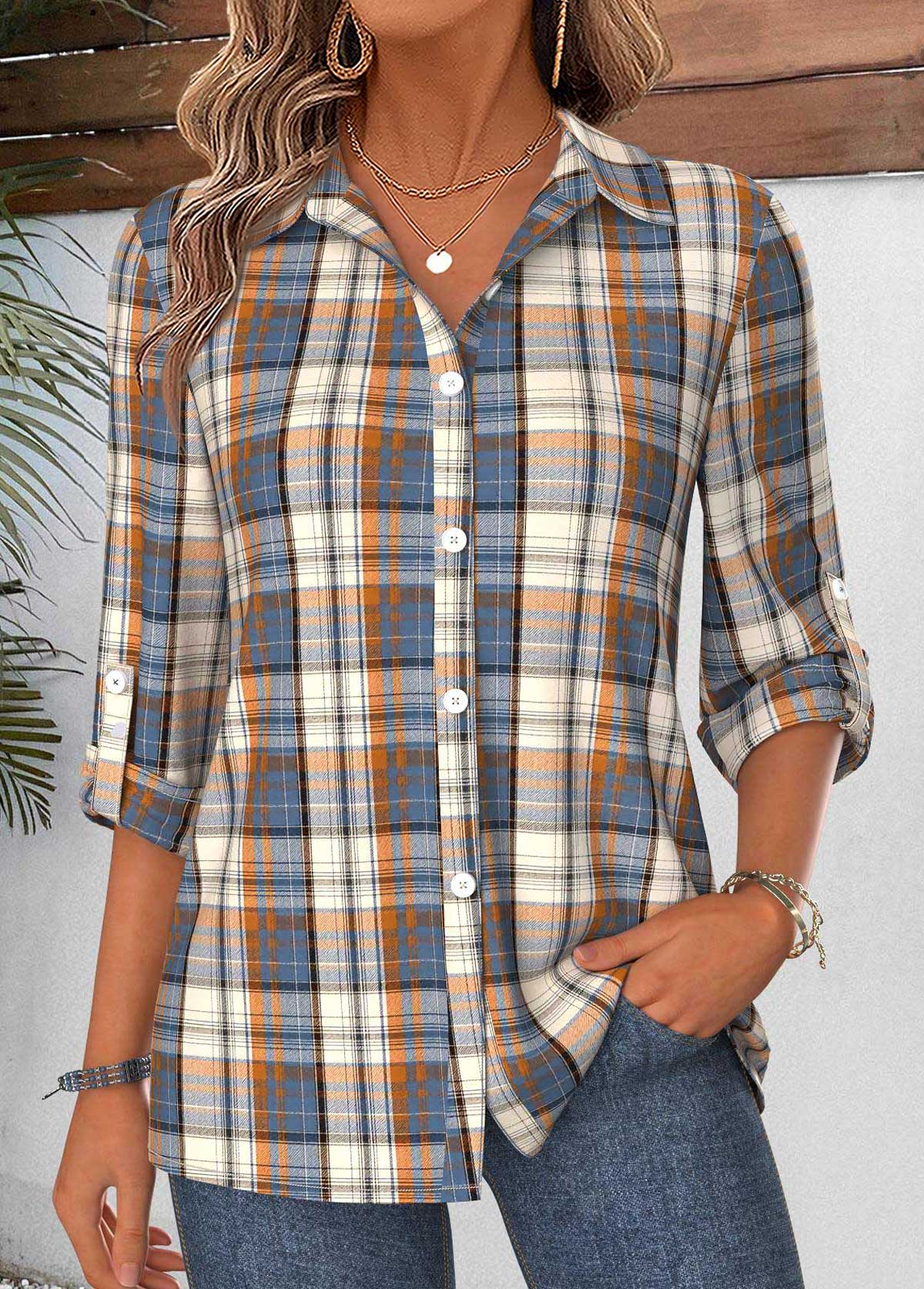 mame SUMMER WOOL PLAID WRAP-FRONT TOP トップス mame SUMMER WOOL 