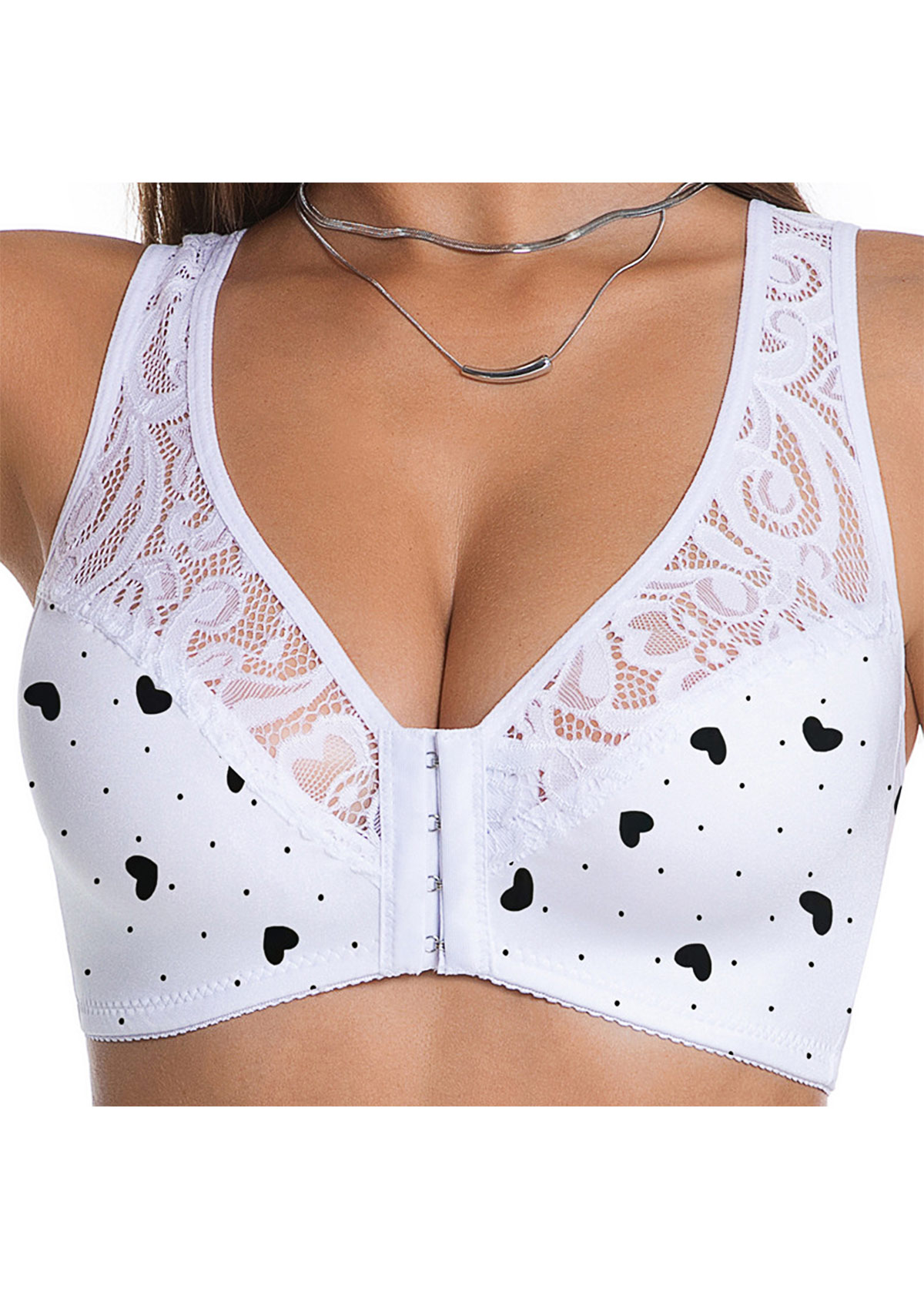 White Color Lace V Neck Bra | picture 