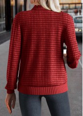 Christmas Red Patchwork Long Sleeve Stand Collar Jacket | thumb picture 