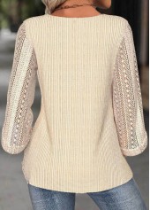 Beige 3/4 Sleeve Round Neck Blouse | thumb picture 