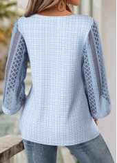 Light Blue 3/4 Sleeve Round Neck Blouse | thumb picture 