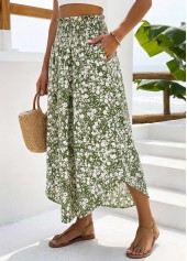 Green Pocket Ditsy Floral Print A Line Maxi Skirt | thumb picture 