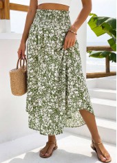 Green Pocket Ditsy Floral Print A Line Maxi Skirt | thumb picture 