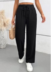 Black Elastic Waist High Waisted Pants | thumb picture 