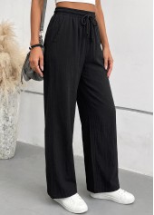Black Elastic Waist High Waisted Pants | thumb picture 