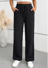 Black Elastic Waist High Waisted Pants
