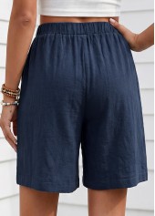 Navy Elastic Waist High Waisted Shorts | thumb picture 