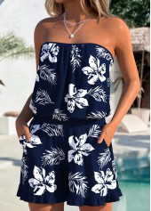 Navy Tummy Coverage Floral Print One Piece Swimwear | thumb picture 