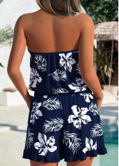 Navy Tummy Coverage Floral Print One Piece Swimwear | thumb picture 