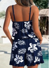 Navy Tummy Coverage Floral Print One Piece Swimwear | thumb picture 