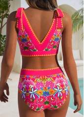 Hot Pink Mid Waisted Wide Waistband Bikini Set | thumb picture 