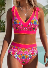 Hot Pink Mid Waisted Wide Waistband Bikini Set | thumb picture 