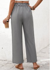 Grey Elastic Waist High Waisted Pants | thumb picture 
