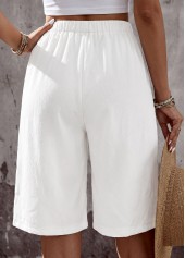 White Wide Leg Elastic Waist High Waisted Shorts | thumb picture 