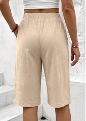 Light Coffee Straight Leg Elastic Waist High Waisted Shorts | thumb picture 