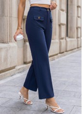 Navy Button Fly High Waisted Pants | thumb picture 