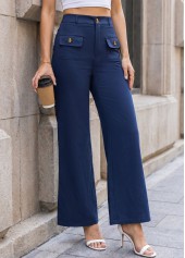 Navy Button Fly High Waisted Pants | thumb picture 