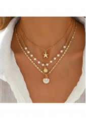 Golden Star Design Alloy Necklace Set