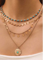 Golden Round Alloy Design Necklaces Set