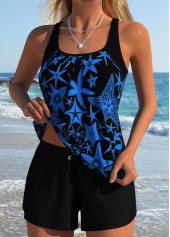 Black Mid Waisted Lace Up Tankini Set | thumb picture 