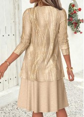 Gray Brown Geometric Print Two-piece Dress and Cardigan | thumb picture 