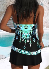 Black Mid Waisted Tribal Print Tankini Set | thumb picture 